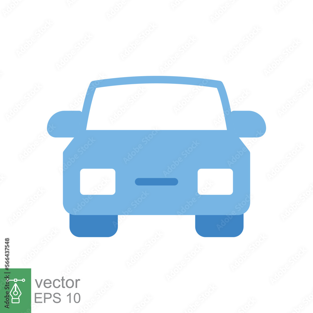 Car front view icon. Simple flat style sign symbol. Auto, view, sport, race, transport concept. Vector illustration isolated on white background. EPS 10.