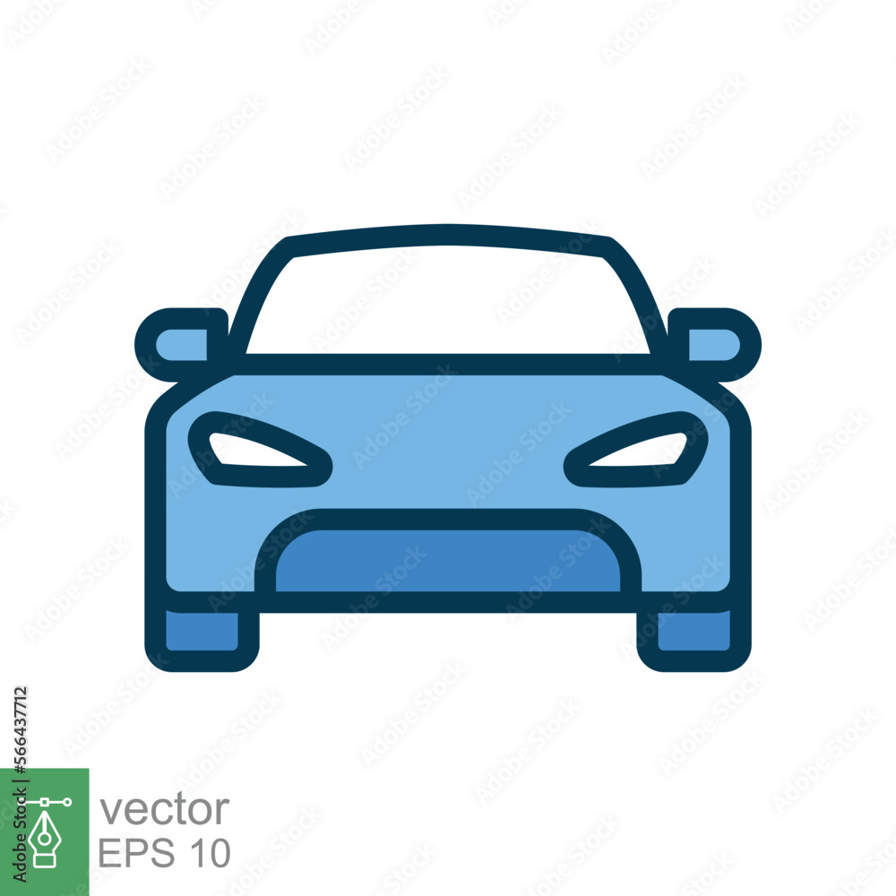 Car front view icon. Simple filled outline style sign symbol. Auto sport race, transport concept. Vector illustration isolated on white background. EPS 10. Car front view icon. Simple filled outline style sign symbol. Auto sport race, transport concept. Vector illustration isolated on white background. EPS 10.