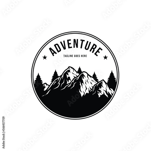 Adventure Logo Design Template with mountain icon. Perfect for business, company, mobile, app, etc. photo