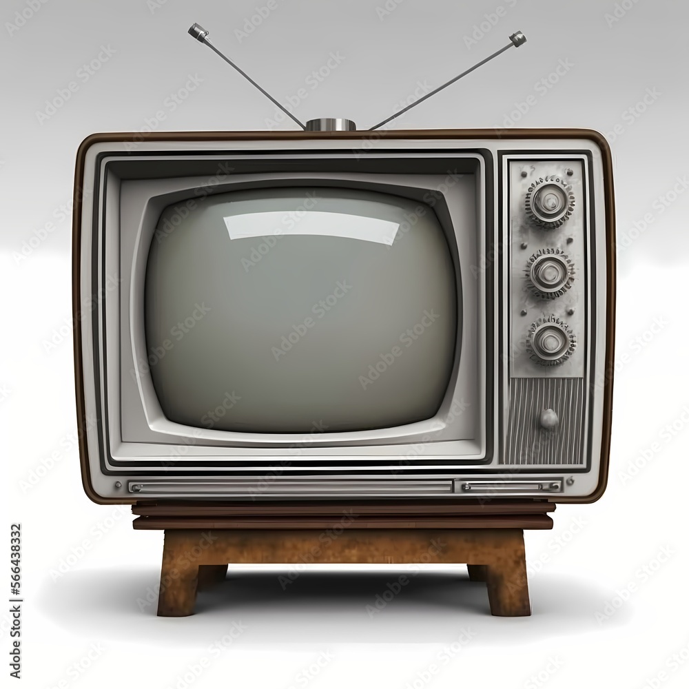 Isolated Vintage CRT TV Old Fashioned Television Old TV Set Stock 