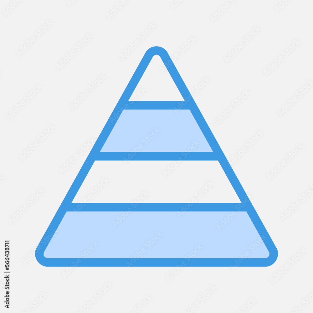 Pyramid chart icon in blue style, use for website mobile app presentation Pyramid chart icon in blue style, use for website mobile app presentation