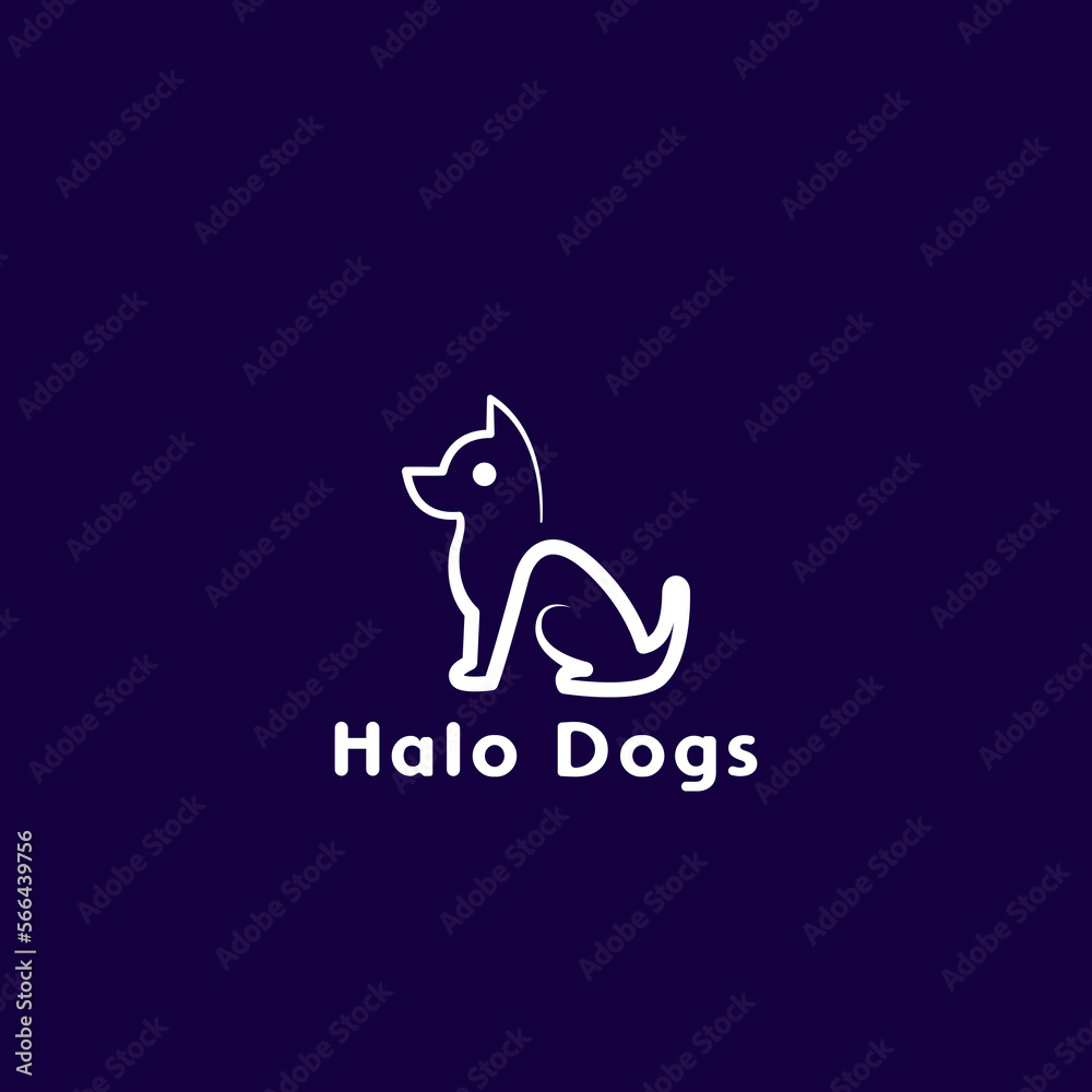 halo dogs logo, animal logo, pet logo, minimalist and business logo design in vector template. halo dogs logo, animal logo, pet logo, minimalist and business logo design in vector template.