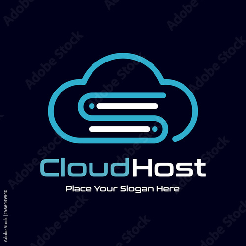 Cloud hosting vector logo company template. Suitable for save big data company.