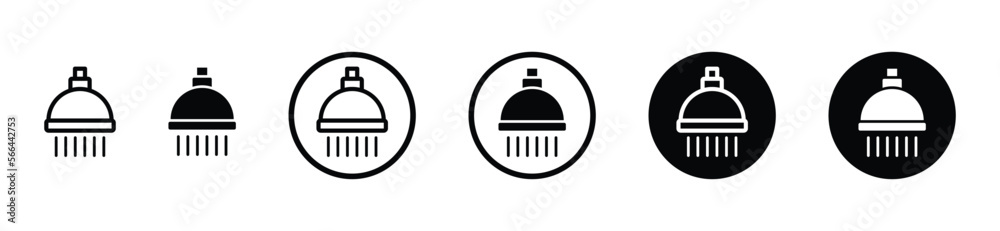 Shower icon buttons. Shower head icon in the circle button. Shower symbol in outline or line and flat style for apps and websites, vector illustration Shower icon buttons. Shower head icon in the circle button. Shower symbol in outline or line and flat style for apps and websites, vector illustration