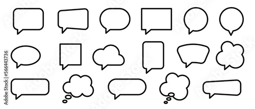 Conjunto de iconos de burbujas de mensaje. Globos de diálogo, conversación. Comunicación. Burbujas sin expresión, vacías. Ilustración vectorial
