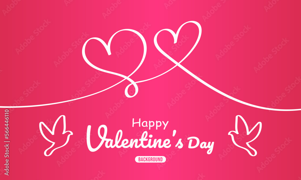 Happy Valentines Day Background With Hearts and Dove Line Art. Suitable for your Design, invitations, posters, banners, Wallpaper, Postcard, Social Media Template. Vector Illustration