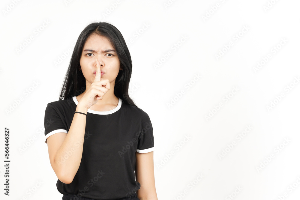 Shh Be Quiet Of Beautiful Asian Woman Isolated On White Background Shh Be Quiet Of Beautiful Asian Woman Isolated On White Background