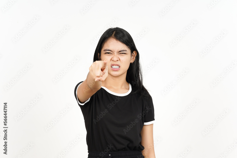 Pointing at You and Angry Face Of Beautiful Asian Woman Isolated On White Background Pointing at You and Angry Face Of Beautiful Asian Woman Isolated On White Background