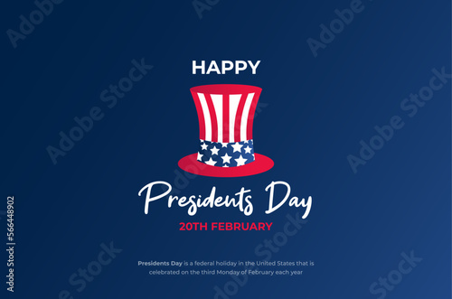 Poster, Cover, or Invitation Card Design For Happy Presidents Day With Uncle Sam's Hat.  George Washington Birthday Vector Illustration
