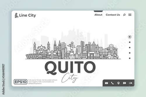 Quito, Ecuador architecture line skyline illustration. Linear vector cityscape with famous landmarks, city sights, design icons. Landscape with editable strokes. photo