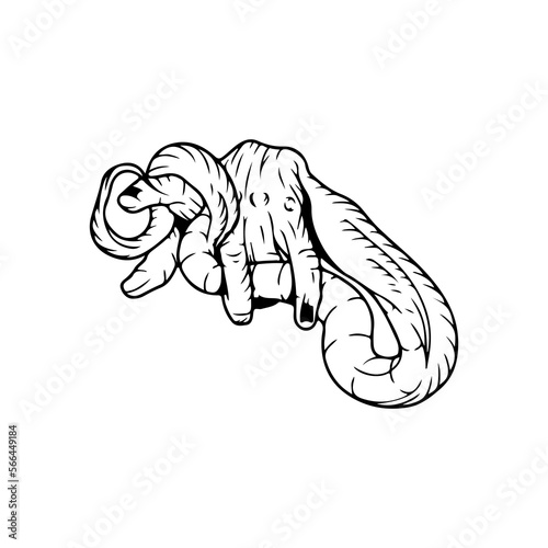 vector illustration of a hand holding a snake