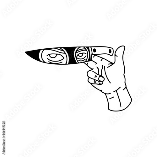 vector illustration of a hand with a knife