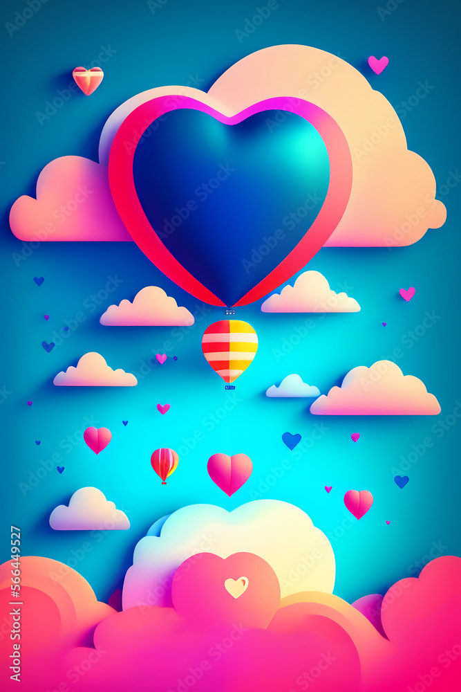 Colorful valentines day design - Generate by Generative AI	