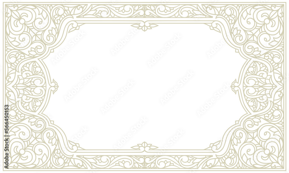 Decorative ornate monochrome retro design blank frame