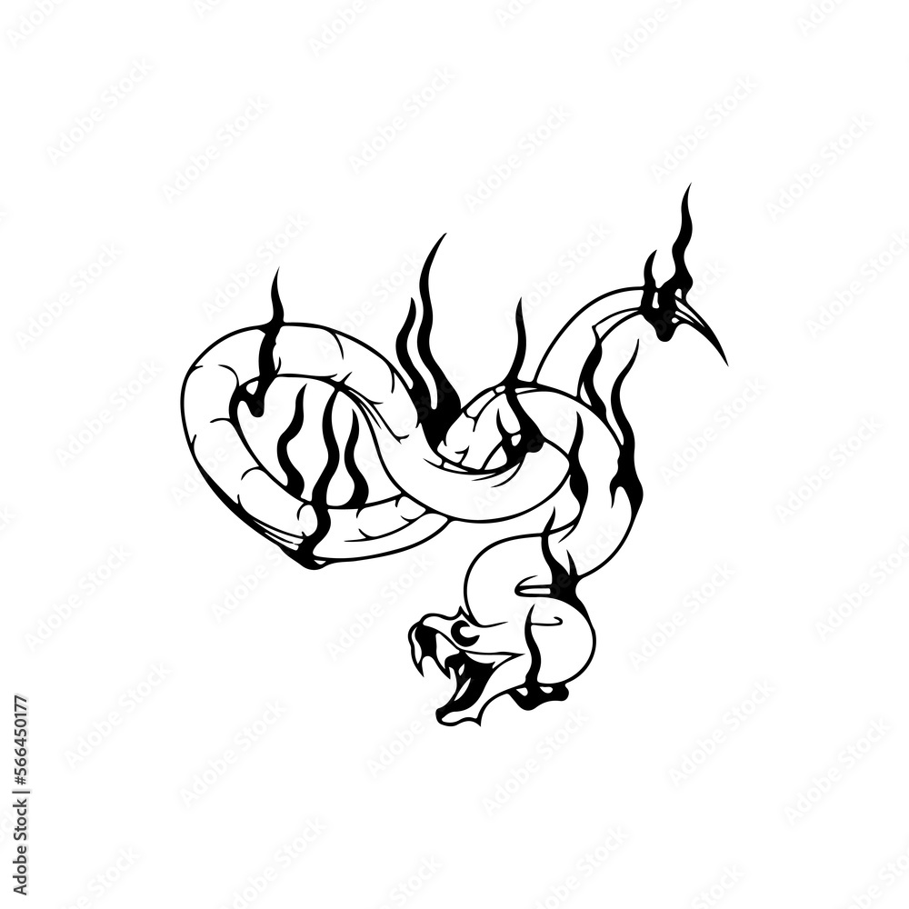 Fototapeta premium vector illustration of snake with fire concept