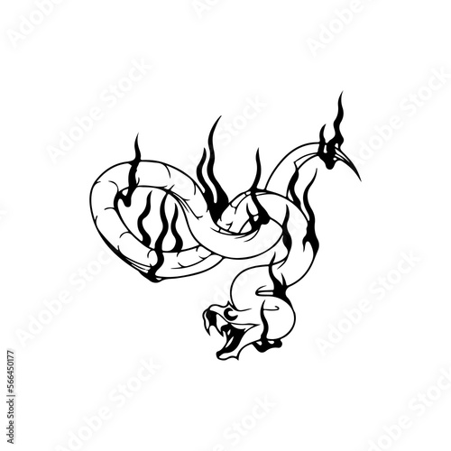 vector illustration of snake with fire concept