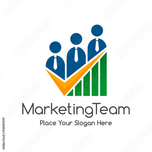 Marketing team vector logo template. Logo with people and bulb lamp symbol. Suitable for job business.