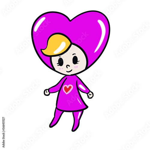 The miss love character design for valentine or romance concept