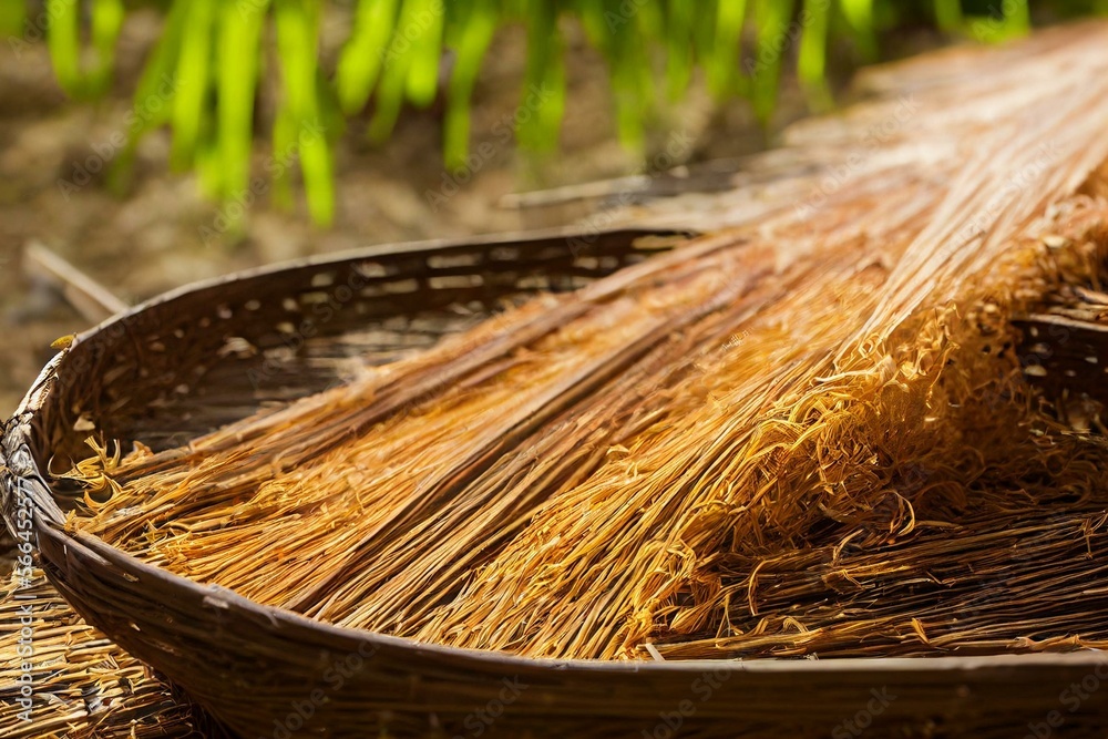 Reed mats, folk wisdom rural areas processing of local plants combining beautiful Thai Kanok