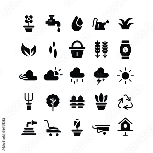 Gardening Icon Set with Glyph Style