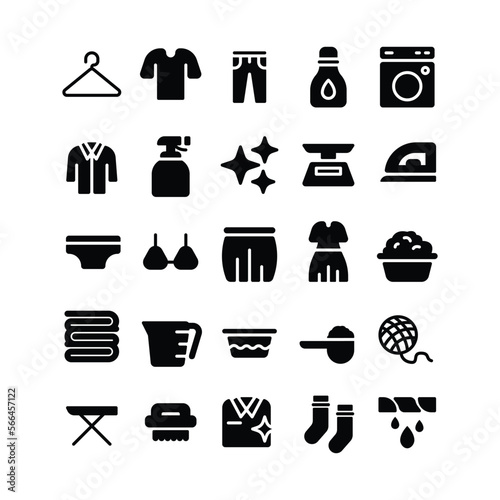 Laundry Icon Set with Glyph Style