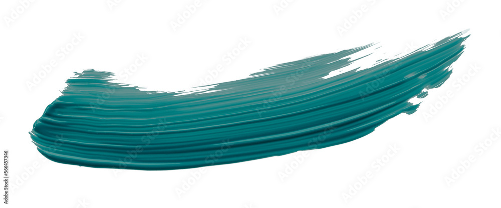 Turquoise paintbrush isolated on transparent background. deep lake green brush, png