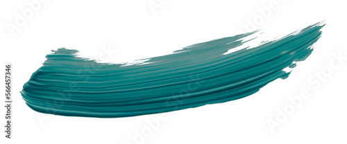 Turquoise paintbrush isolated on transparent background. deep lake green brush, png