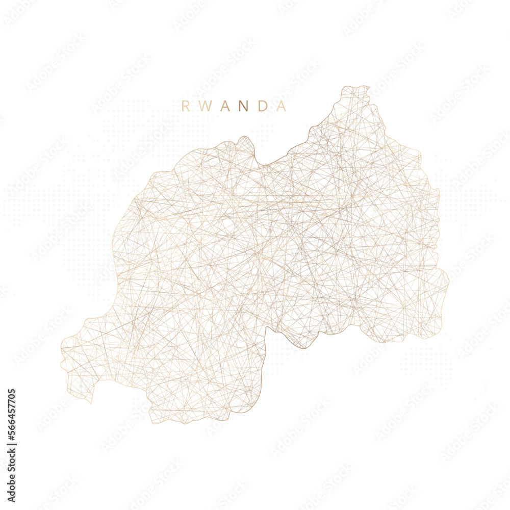 Low poly map of Rwanda. Gold polygonal wireframe. Glittering vector ...