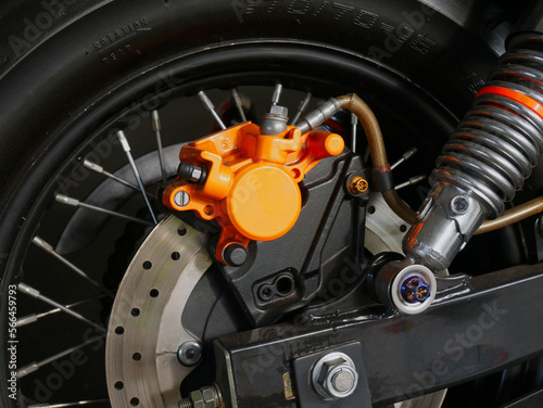 Parts of  brake and suspension system of high powered motorcycle