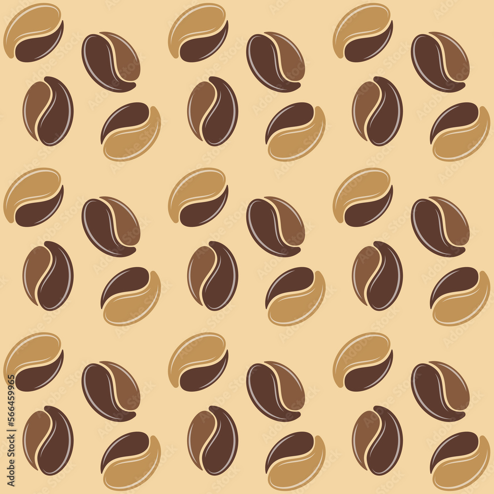 Vector seamless coffee bean pattern for printing and design Vector seamless coffee bean pattern for printing and design