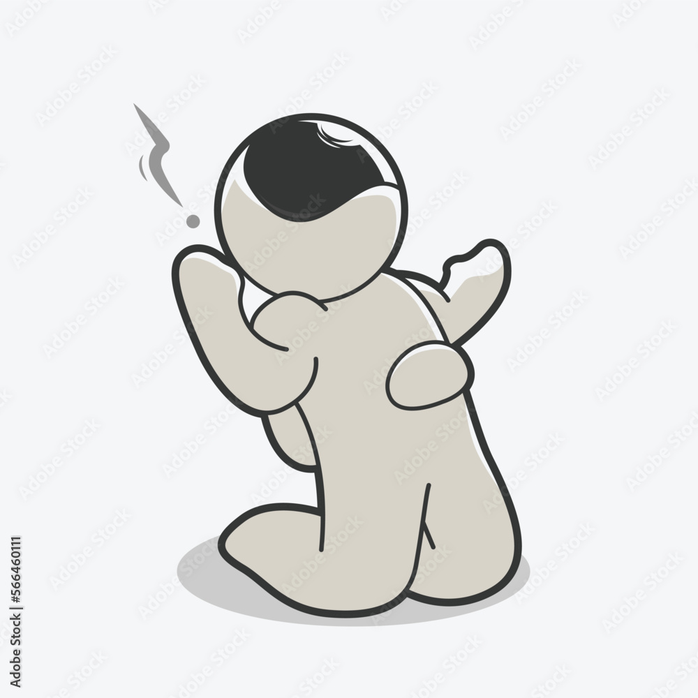 Obraz premium chibi astronaut disapointed pose art illustration