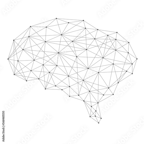 Human brain connected with line..Neural network artificial intelligence virtual emulation science technology concept.