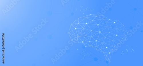 Human brain connected with line..Neural network artificial intelligence virtual emulation science technology concept.