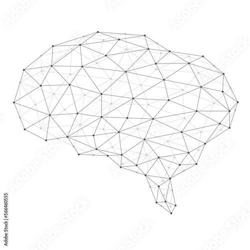 Human brain connected with line..Neural network artificial intelligence virtual emulation science technology concept.
