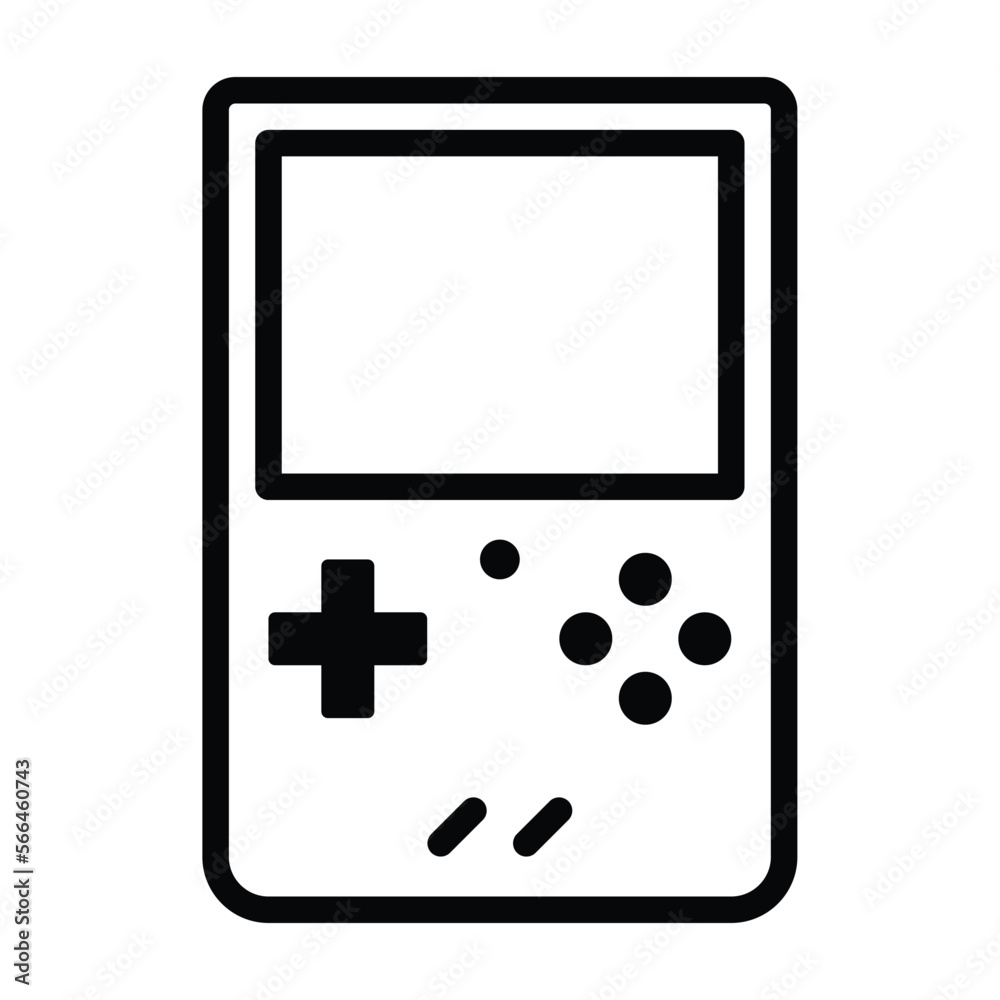 Vertical retro handheld video game gaming console line art vector icon for apps and websites Vertical retro handheld video game gaming console line art vector icon for apps and websites