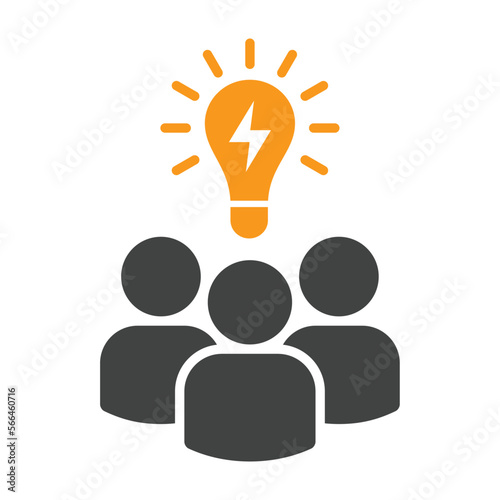 Group idea or teamwork team idea flat color vector icon for business apps and websites