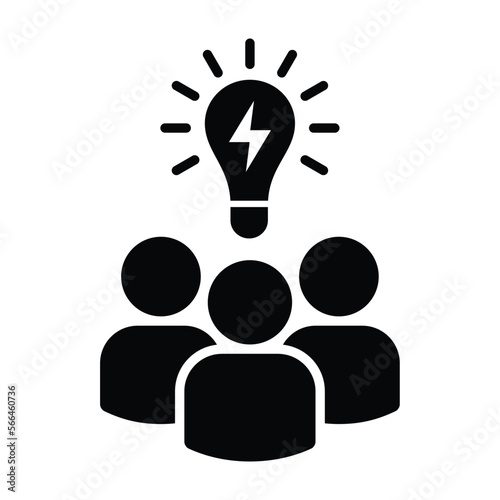 Group idea or teamwork team idea flat vector icon for business apps and websites