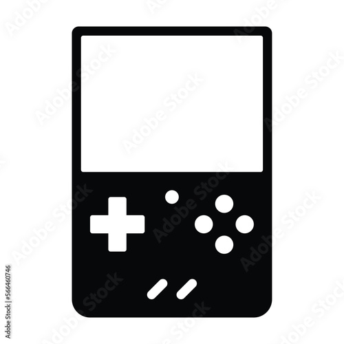 Vertical retro handheld video game gaming console flat vector icon for apps and websites