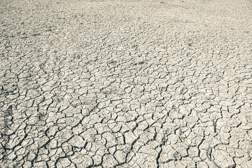 Landscape ground cracks drought crisis environment background.