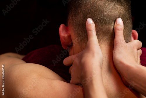 relaxing neck massage in the massage parlor.