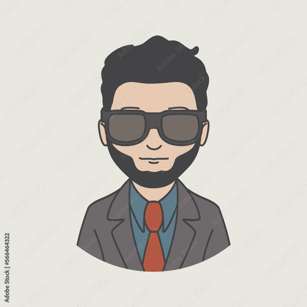 man with glasses, expressionless face icon illustration man with glasses, expressionless face icon illustration