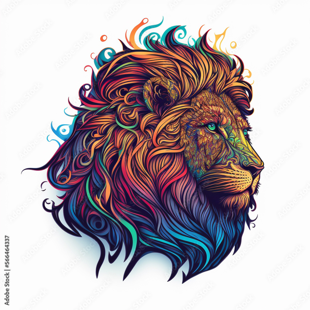 Vibrant Lion Logo Design. Generative AI Vibrant Lion Logo Design. Generative AI