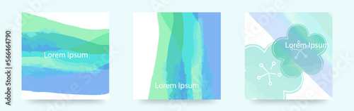 水彩風　インクアートと梅　広告の一部に使えそうな　シンプルベクターイラストテンプレートカードセット/背景/壁紙