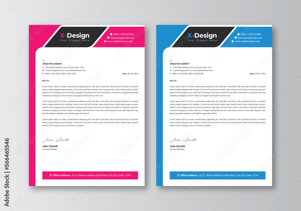 Minimalist concept business style letterhead template design