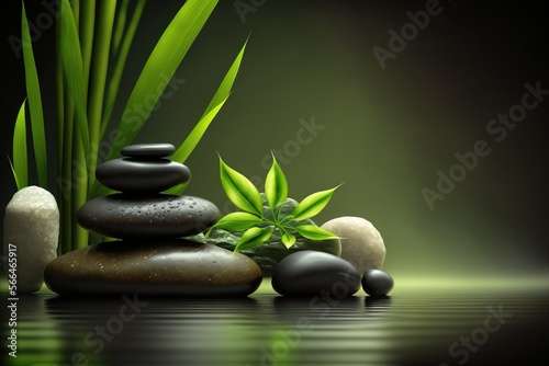 Spa background with stones and bamboo  Generative AI