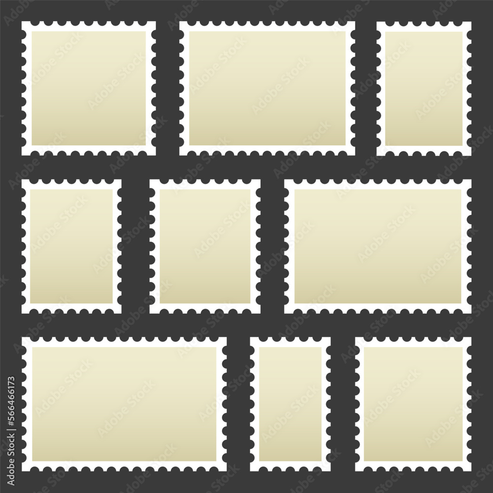 Blank postage stamps set vector design.