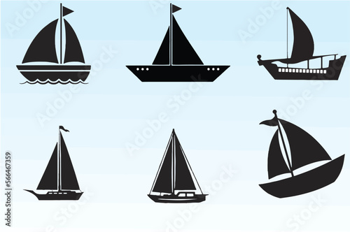 Boat and ship icons set Fototapet