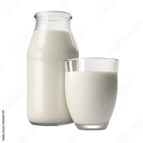 glass of milk on a transparent background, png file