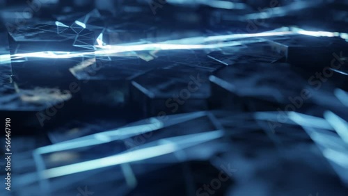 Futuristic Hexagon background. 3d render. Abstract blue Hexagonal pattern. Random motion. Seamless loop