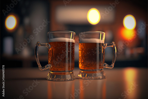 beer mugs at the bar, Generative AI